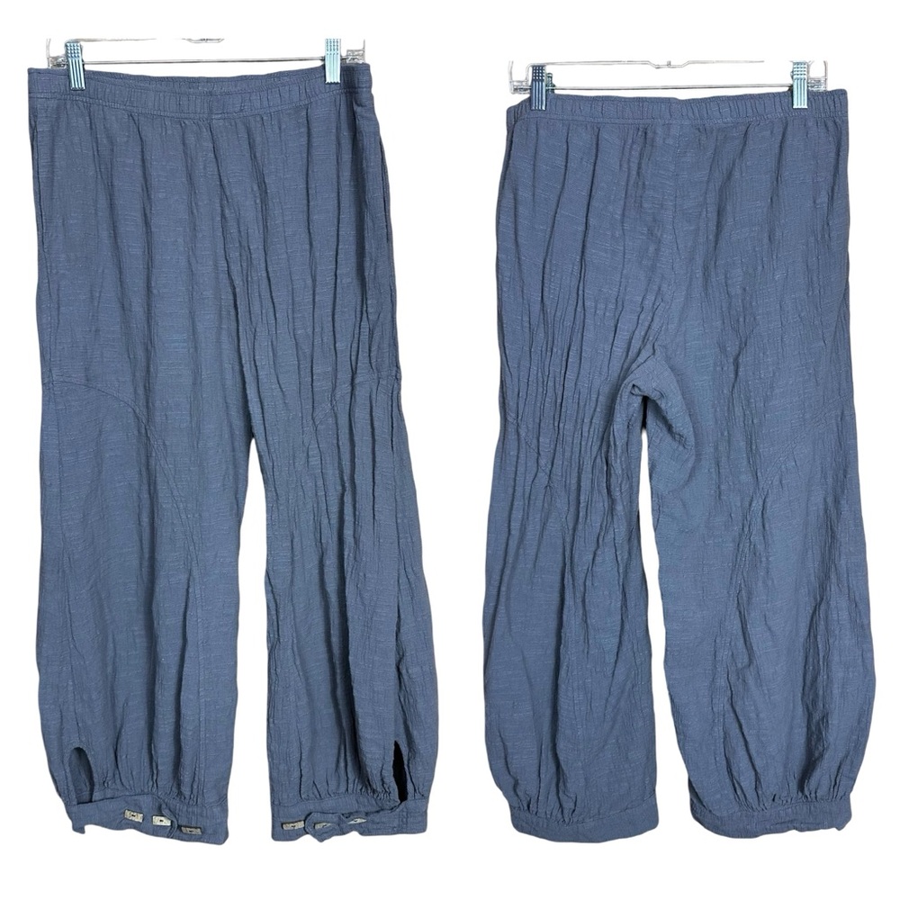 Focus Gray Cotton Boho Hippie Wide Leg Wooden Button Cutout Cuff Harem Pants M